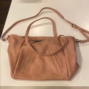 Pink leather crossbody handbag